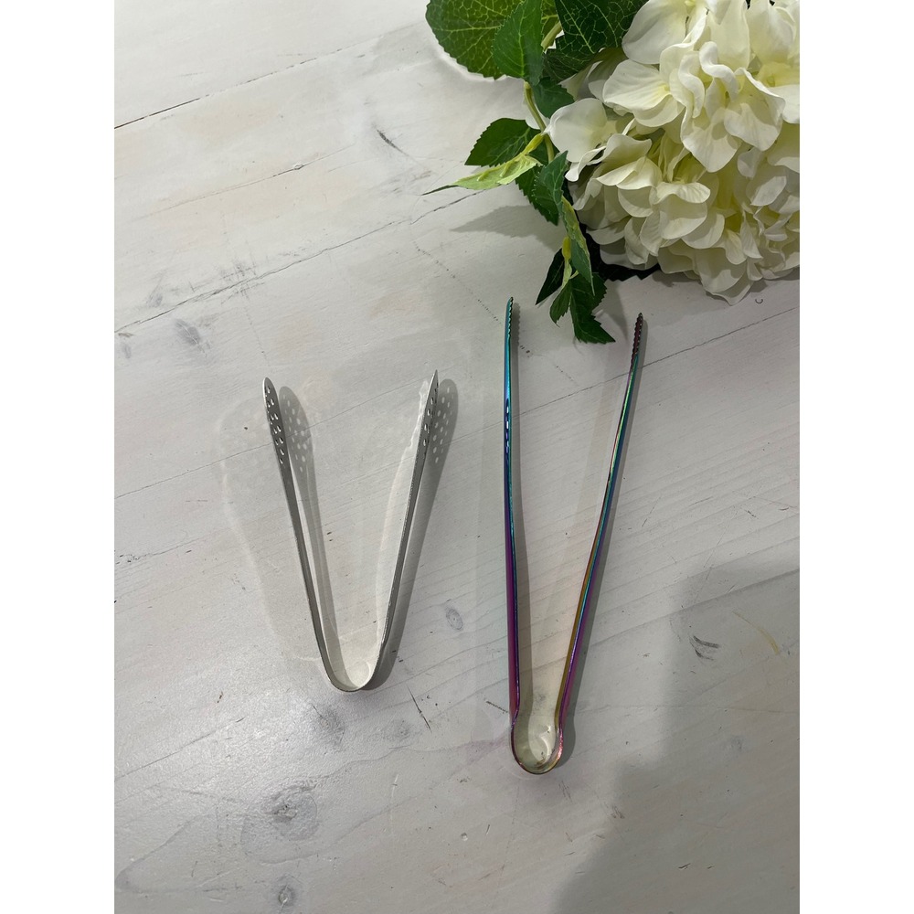 Rainbow Serving‎ Tongs & Stainless Steel Silver Mini Kitchen Tongs Set of 2
